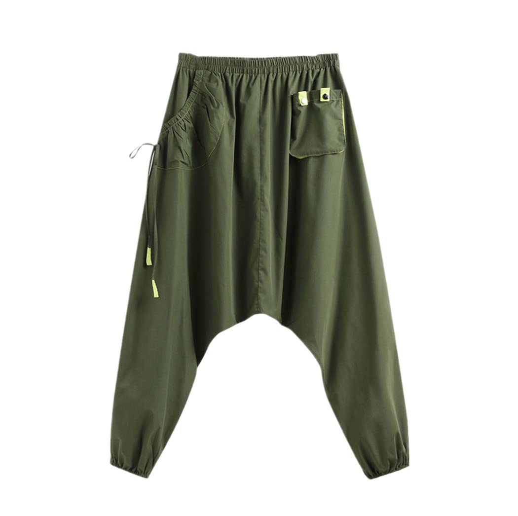 Pantalon de jogging Harem homme vert streetwear coupe ample à entrejambe bas - 7