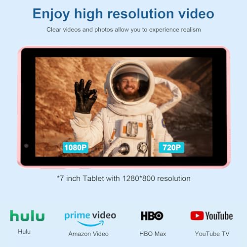 Image of BYANDBY Tablet 7 inch Android 15.0 Tablet, 8GB+32GB ROM (1TB Expand), Quad-Core, WiFi, GMS, Dual Camera, Educational, Games(Pink
