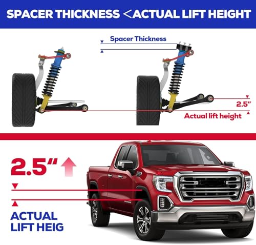 Image of KSP 2.5 inchSierra Lift Kits, 2.5in Front Leveling Lift Spacers Compatible with Chevrolet Silverado 1500 GMC Sierra 1500 2007-2026, Aluminum Suspension Level Lift Kit Raise The Truck 2.5inch in The Front