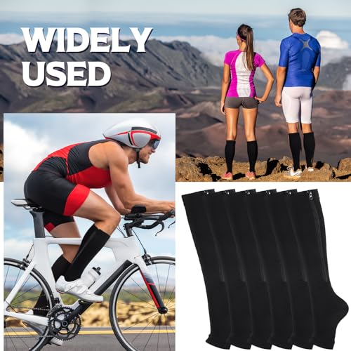Image of Nuanchu 3 Pairs Open Toe Zipper Compression Socks 20-30mmhg Zipper Compression Toeless Knee High Socks for Men Swelling Edema