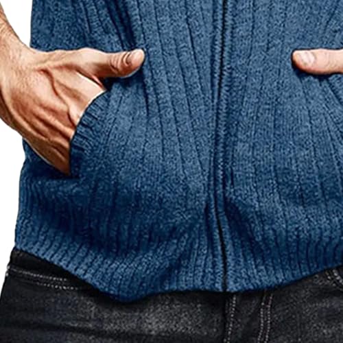 Men Full Zip Sweaters Cardigan Full Zip Up Stand Collar Slim Fit Casual Knitted Sweater with 2 Front Pockets2