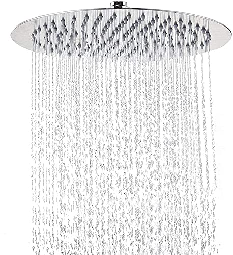 Xixitaihao Silver Rain Shower Head 12 Inch, 304 Stainless Steel Large High Pressure Round Rainfall Showerhead For Bathroom, Easy To Install, Awesome Shower Experience (Round, 12 Inch)