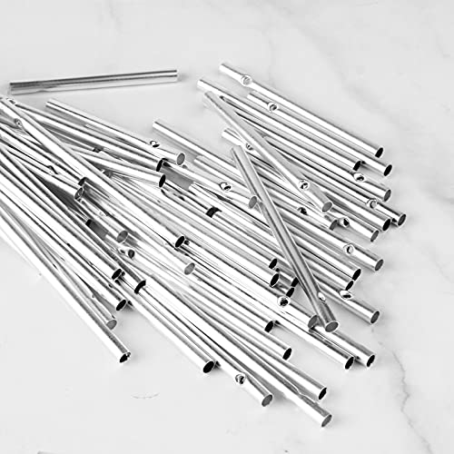 Sansheng 60Pcs (5 Different Length) Wind Chime Tubes For Home Garden Outdoor Hanging Decorations, Tone Empty Tubes With Wind Chime Line 150 Yards(Silver) #TOP6
