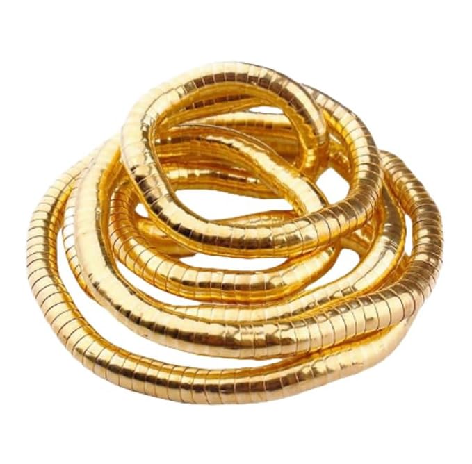 Endyniner Collar de Serpiente Flexible, Gargantilla Dorada Ajustable de Aleación, para Mujer, 0.6*90cm, Metal, No es una Piedra