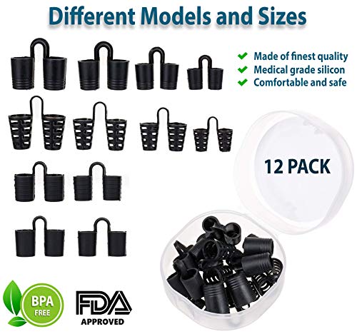 Snore Bastion Snoring Solution - 12 Anti Snoring Nose Vents - Anti Snoring Devices - Nasal Dilators to Stop Snorring - Snore Stopper Set - Snoring Aid (Black)