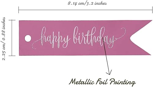 Miniatura 41 de Etiquetas de papel para colgar con texto en inglés «Happy Birthday», 100 unidades Azul,Aqua Blue,Negro -,azul, cerceta (Dark Teal Blue),Rosa