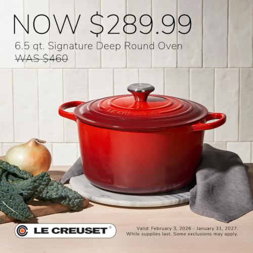 Image of Le Creuset Enameled Cast Iron Signature Deep Round Oven, 6.5 qt., Nectar