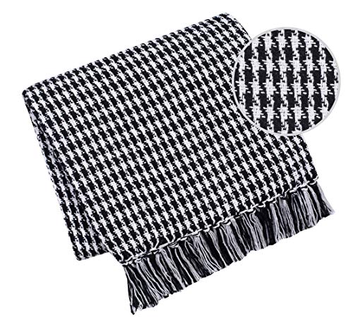 Belizzi Home 14514 Throw Blanket For Couch Sofa Chair Bed Outdoor 50X60, 100% Cotton Throw Blanket For Adults And Kids, All Season Farmhouse Vintage Houndstooth Throw Blanket cover