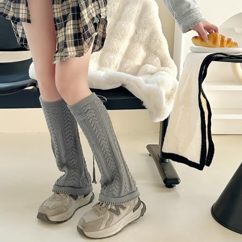Image of YELAIVP Kawaii Leg Warmers Y2K Knit Lace up Leg Warmers Cute Japanese Harajuku Lolita Leg Warmer for Women Girls