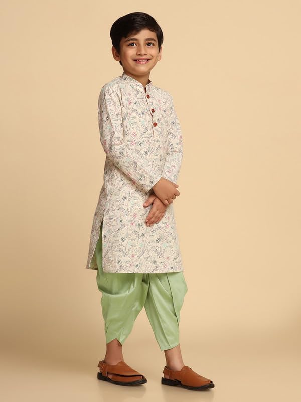 Image of KISAH Kids' Kurta - Printed Cotton Blend - Traditional Indian Ethnic Wear for Kids - Ideal for Weddings and Festivals