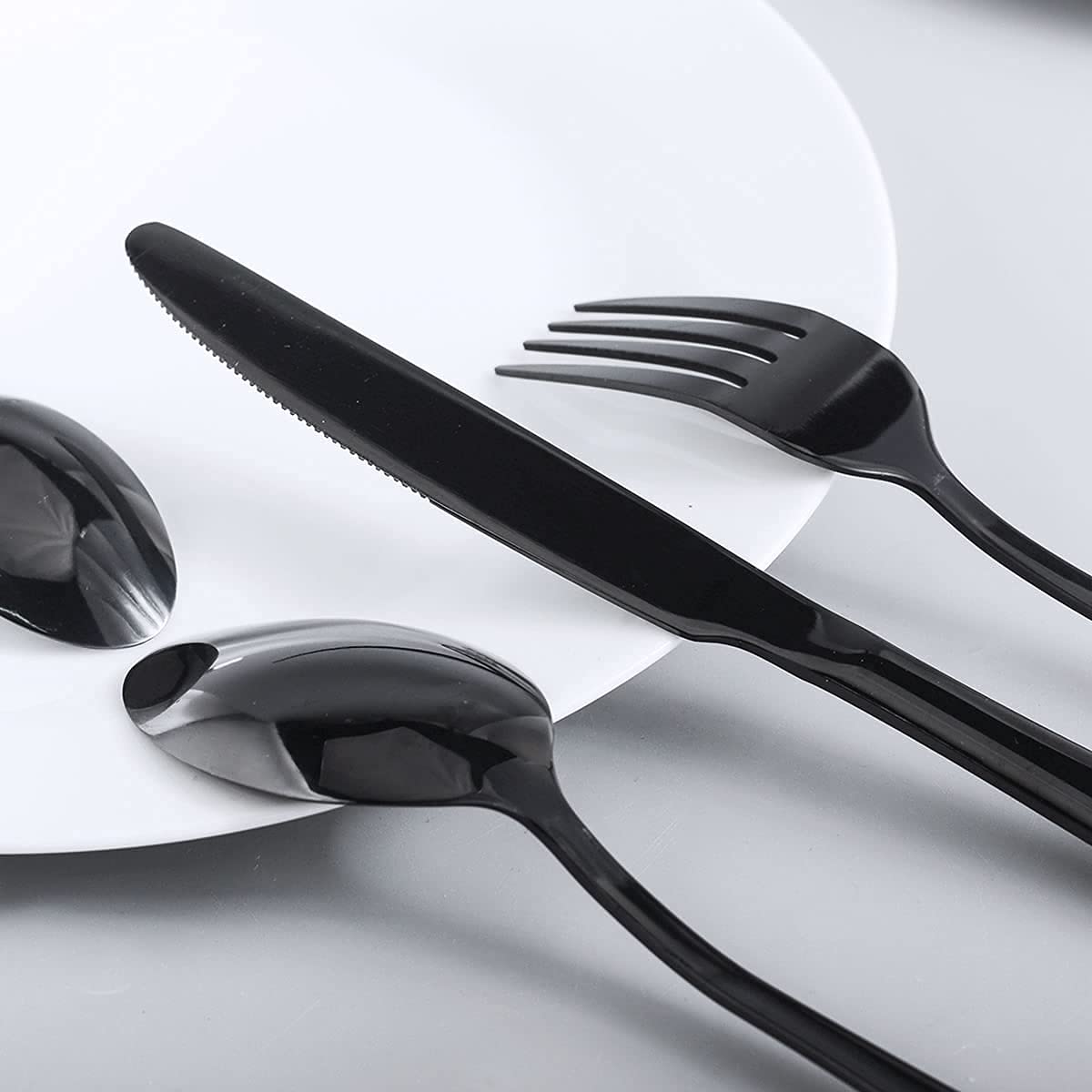Besteck Schwarz 20-teilig Besteckset aus 18/0 Edelstahl, Bestecksets einschließlich Messer Gabel Salatgabel Löffel und Kaffeelöffel, Besteck Set für 4 Personen, Spülmaschinenfest