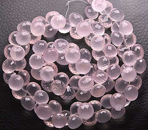 Quartz rose facetté 10mm en briolette oignon, perles calibrées AAA pour bijoux