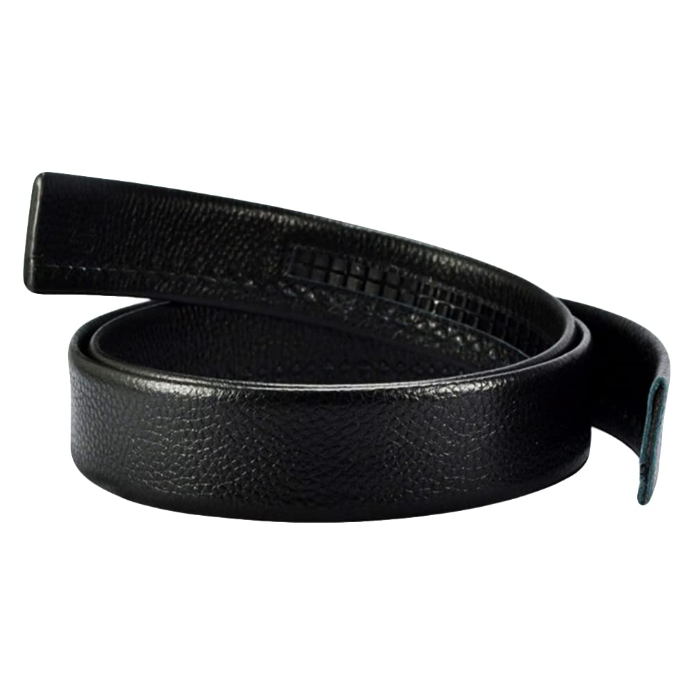 Qha Men's Black Ratchet Leather Belt Strap Full Grain Automatic Belts For 35Mm Wide Q09