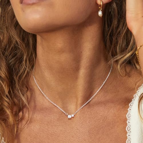 Dainty Pearl Necklaces for Women 14K Gold/Silver Plated Handmade Irregular Pearl Pendant Necklaces Wedding Pearl Chain Necklace Everyday Jewelry Gift4