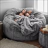 GYTGWE 𝗕𝗲𝗮𝗻 𝗕𝗮𝗴 𝗖𝗵𝗮𝗶𝗿𝘀 for Adults Covers 7FT (No Filler) Huge Large Fluffy Bean Bag Adult Sitting Chairs 2 Seater or 4 Seater for Living Room and Gaming Bean Bag Soft Chairs Light Grey