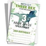 YQV Dinosaur 3rd Birthday Party Invitations, 20-Count Dinosaur Three Rex Birthday Party Invites With Envelopes-HBYQK-B54