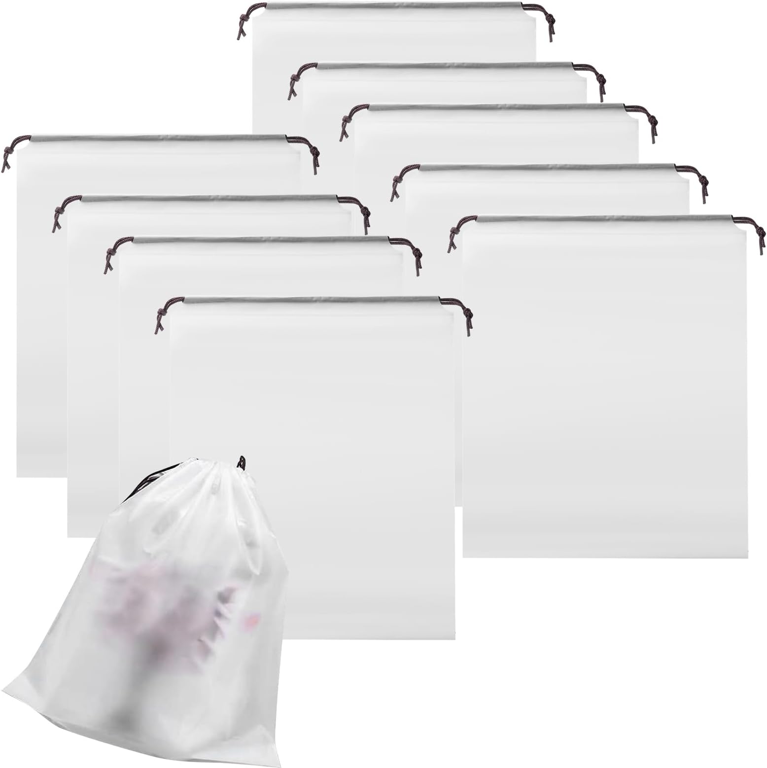 15Pcs Travel Storage Bags, Transparent Waterproof Drawstring Bags, Travel Shoe Bags, Socks, Underwear, Clothes Reusable Organizer Bag, Space Saver Dust-Proof Travel Supplies Storage Bags (3Sizes)