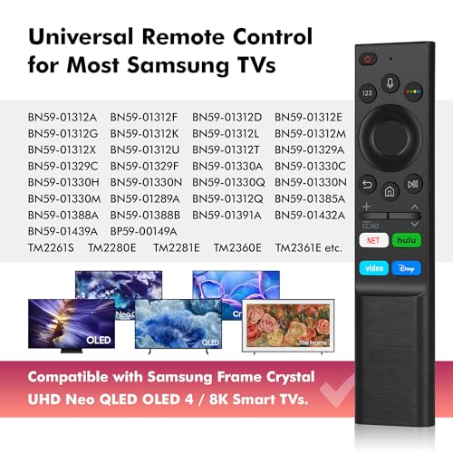 Image of Replacement Remote Control for Samsung Smart TV, Universal Samsung TV Remote Compatible with Frame, Crystal 4K UHD, Neo QLED 4K /8K, OLED & QLED Models with Voice Control