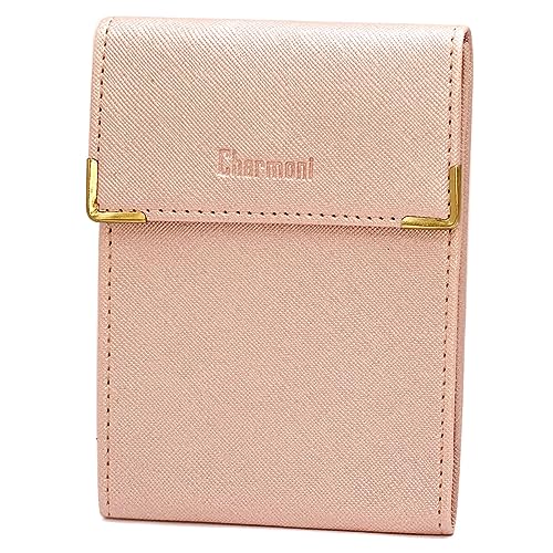 Charmoni - étui Pochette Porte chéquier Longue Pliant - Talon à Gauche - 3 emplacements Carte bancaire - 3 Plis - Compact - en Cuir Vachette - 10,5 cm X...