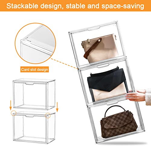 Gzhok 4 Pack Clear Plastic Purse Organizer For Closet,Handbag Storage,Purse Storage Organizer,Clear Display Storage For Wallet,Shoes,Book,Cosmetic,Toys,Clothes #TOP3