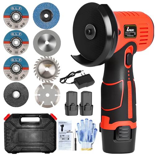 ZFULVO 12V Cordless Mini Angle Grinder, 15000rpm with 2Pcs...