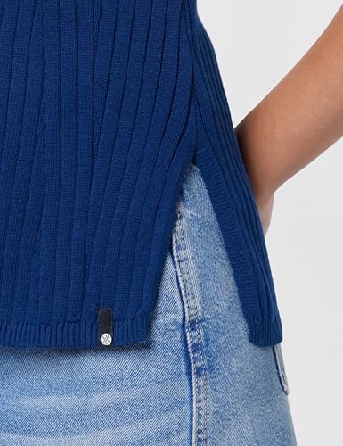 Image of BlissClub Move All Day Sleeveless Top, 100% Cotton,Turtleneck Collar,High Side Slits,Versatile