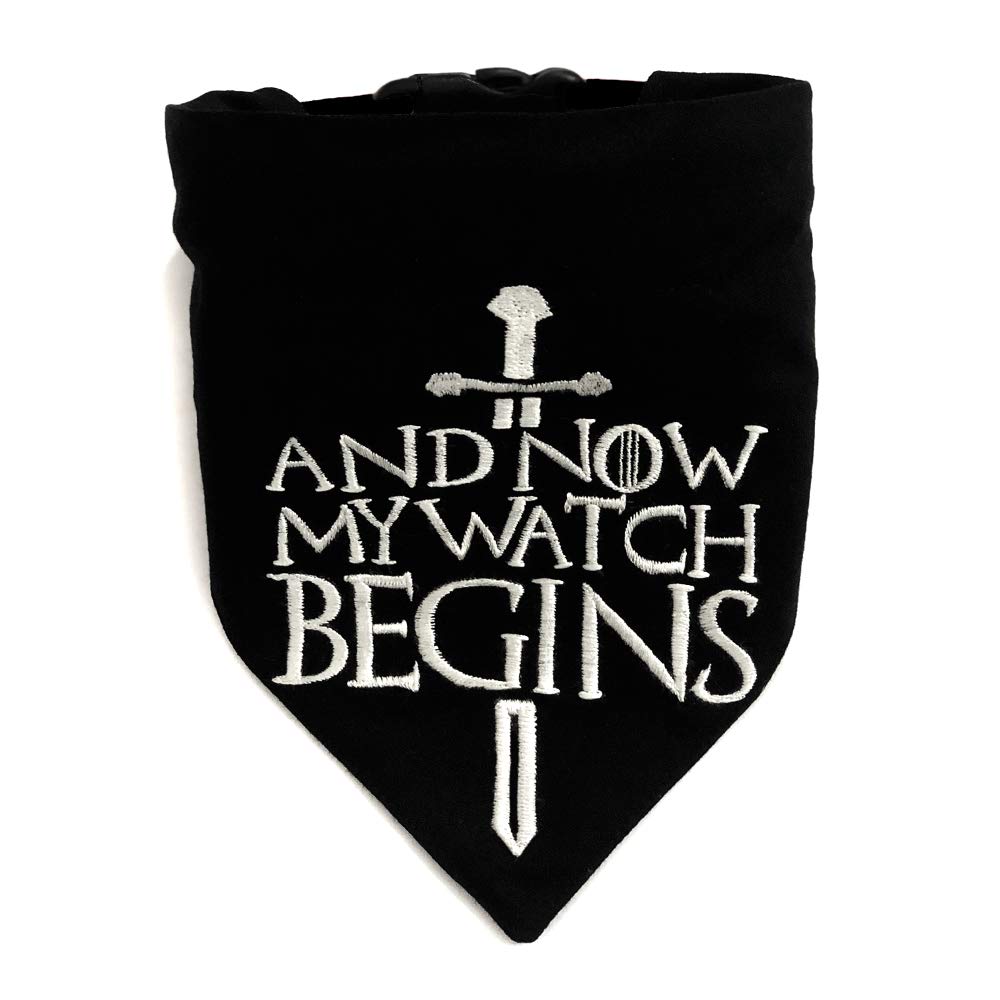 That Dog In Tuxedo Night Watch Game of Thrones Dog Embroidered Bandana with Adjustable/Removable Dog Collar (Size - M-L) (B07Q5P5RQN) Amazon Price History, Amazon Price Tracker