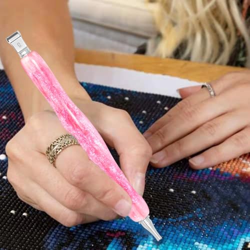 Image of Praise V Do Diamond Painting Art Drill Pen Kit with Screw Stainless Steel Rose Metal Tip Nibs Placers Roller Tool Accessories, Ergonomic Diamond Art Pen for 5D Diamond Paint Bead Dot Pink