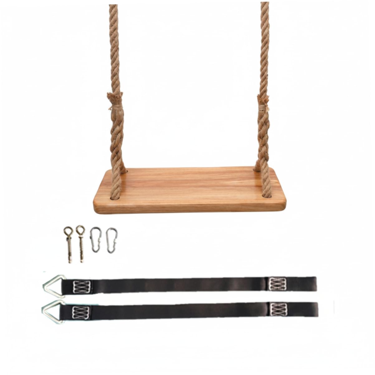 Columpio Trapecio, Columpio de Madera para Exteriores, Madera de Olmo Gruesa para niños con Cuerda Resistente y Piezas metálicas, Interior/Exterior para niños y Adultos, Asiento de 15, 75x6, 30 pulg