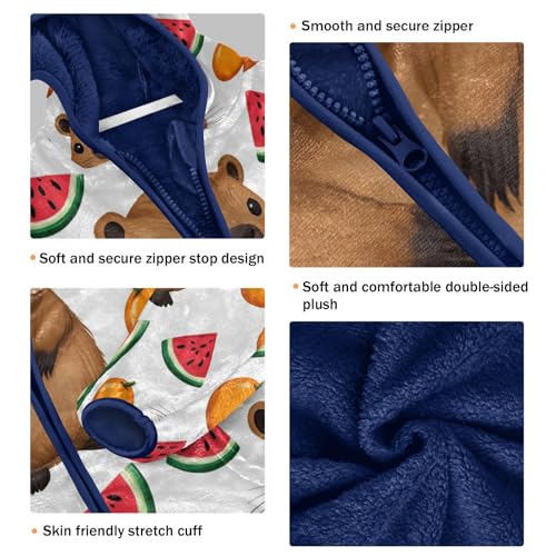 Cute Hamster with Fruits Toddler Fleece Jacket Girl Boys Hooded Fleece Jacket Coat Warm Outwear Zip-up 3-10T3