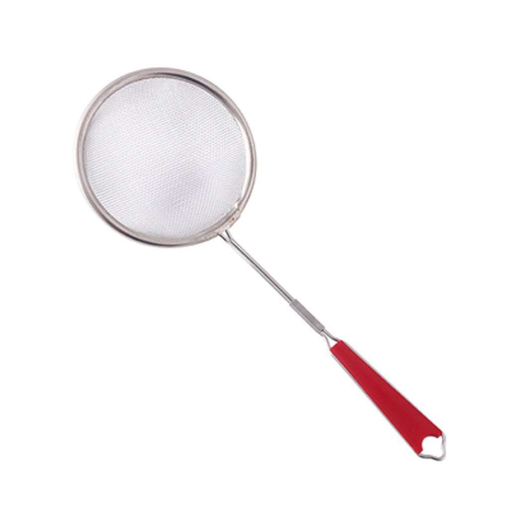 Colador, colador, espumadera, colador de malla fina de acero inoxidable, tamices medianos y pequeños con cómodas asas antideslizantes, colador para cocina, colador, cucharón para cocina (tamaño: M)