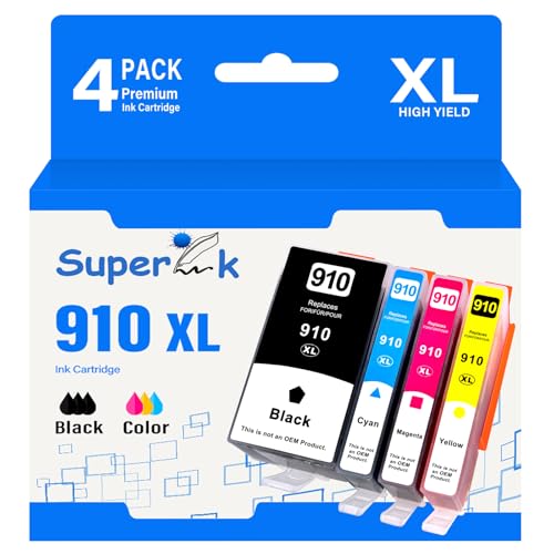 USUPERINK 910XL Ink Cartridge (4 Combo Pack) Replacement for HP 910 XL Compatible with TR8620a TR8620 TS702a TS9520 TS9521C TR8520 TS6220 TS6320 TS8220 Printer(BK/C/M/Y) -  KINGSALES TECH INC., ZJHP-910XL-BCMY-4PK/CA123