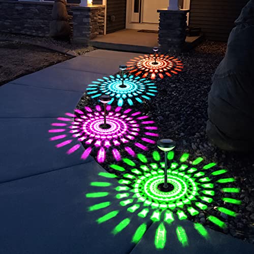 Anordsem Solarlampen für Außen Garten, Farbwechsel Solar Weihnachtsbeleuchtung Außen Wasserdichte mit Farbwechsel und warmweißem 2-Modus für Wege, Terrassen, Höfe und Landschaften (4 Stück) Cover