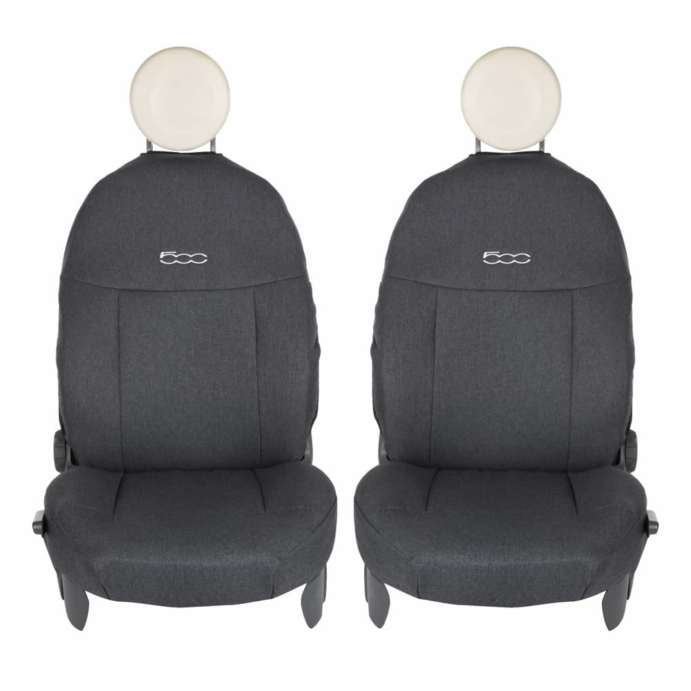 UNION Coprisedili anteriori realizzati su misura specifici per FIAT 500. Perfettamente aderente resistente lavabile. Made in Italy (Antracite)
