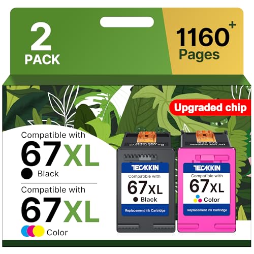 67XL Ink Cartridge Black/Color Combo Pack Replacement for HP Ink 67 67XL Printer Ink Works for HP...