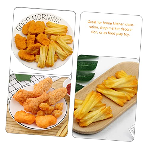 Milisten Gefälschtes Hühnchen Nuggets Und Pommes Frites Lebensmittelmodell Aus Geruchsneutralem PVC Realistische Fast Food Dekoration Für Kinder Und Küchen Display 6 Stück
