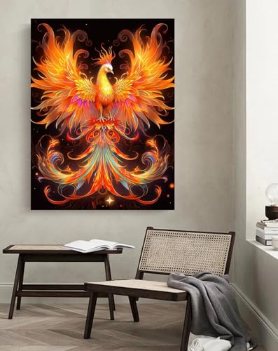 Taxpy Tableau art déco Motif phénix,L,60 * 80cm Peinture Street Art Peinture À L'huile Impressions Sur Toile Moderne Pop Affiche Photo Sur Le Mur