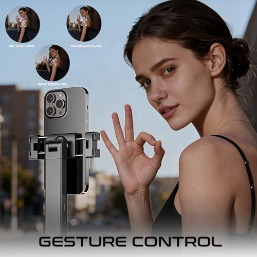 Image of LENYES LPH119 AI Face Tracking Selfie Stick Tripod with Dual Ring Light Port, 360 Rotation, 1.83M Adjustable Stand, Gesture Control & Wireless Remote for iPhone, Android, YouTube, Instagram Vlog