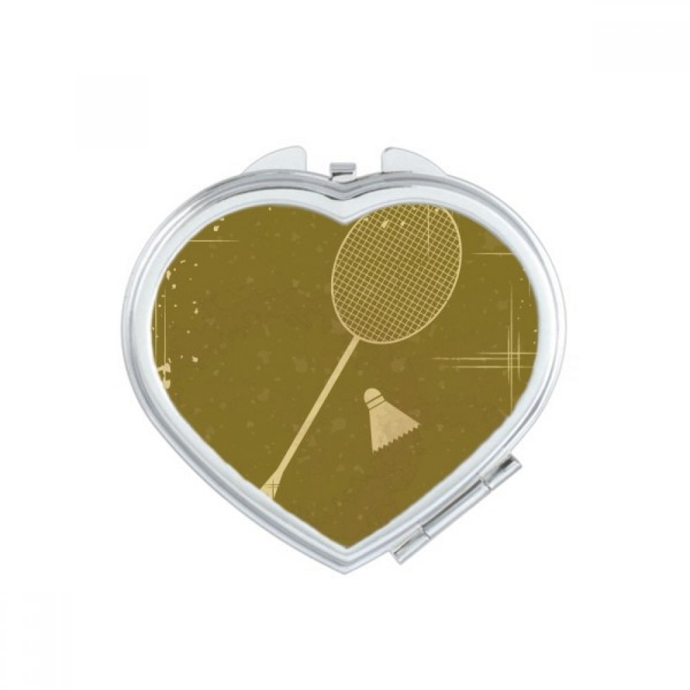 Miroir compact motif baseball cœur rouge accessoire de maquillage portable