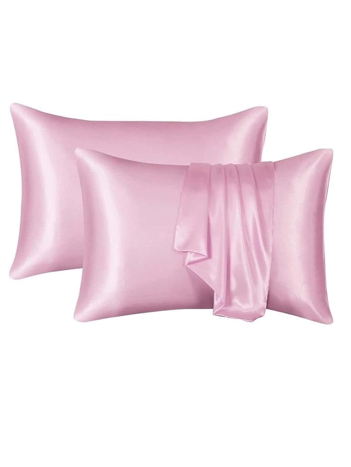 Yousafzai Silk Pillowcase Satin Pillow Used for Hair and Skin Beauty and Skin Care ice Silk + Mulberry Silk Soft Breathable and Smooth Double Sided Silk Pillow Case (Light Pink 50x75cm 2pc)
