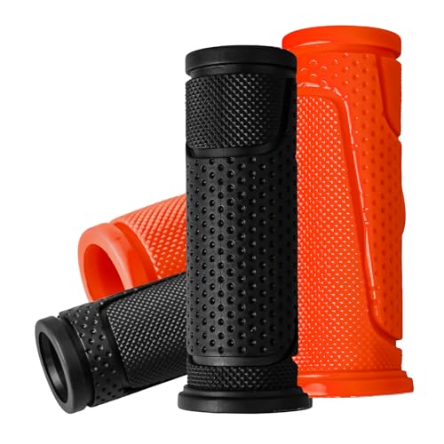 4 PCS Bike Handlebar Grips for Kids Bikes Ergonomic Bicycle Handle Bar Wraps Non-Slip TPR Hand Grip for Scooters BMX Mountain & Beach Cruiser (Black + Orange)