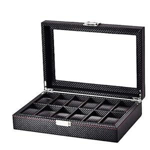 Elegante Uhrenbox Schwarz 12 Fächer Modell 14130