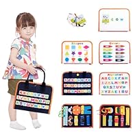 Achiyway Busy Board Montessori 8 Pages Rose - Jeux Éducatifs Enfant 1-4 Ans Avec Puzzle Flamant