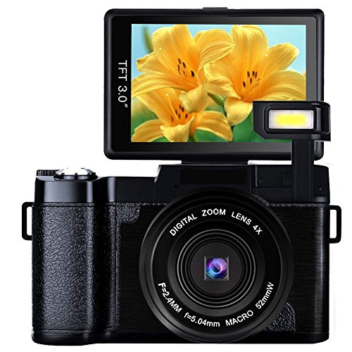 Digital Camera Vlogging Camera Full HD1080p 24.0MP Camera 3.0 Inch Flip Screen Camera with Retractable Flashlight Vlogging Camera for YouTube