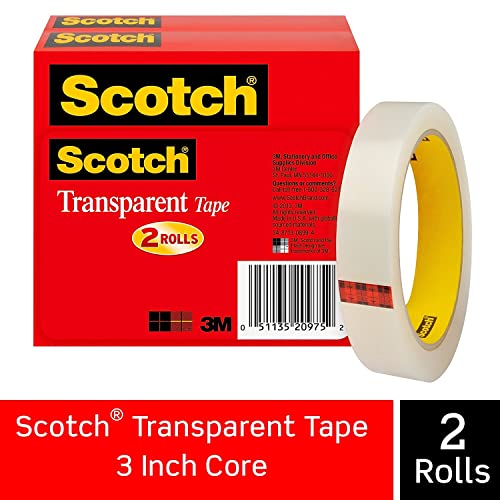 Scotch 6002P3472 Transparent Tape, 3-Inch Core, 3/4-Inch X2592-Inch, 2/Pk #TOP1