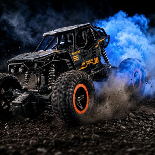 Image of NHR Remote Control Car Toy for Kids | Rechargeable RC Monster Truck with Smoke Effect | Drift RC Car | Range 2.4GHz Remote | Type-C USB | Off-Road Climbing & Racing Car | Gift for Kids Age 3+ (Black)