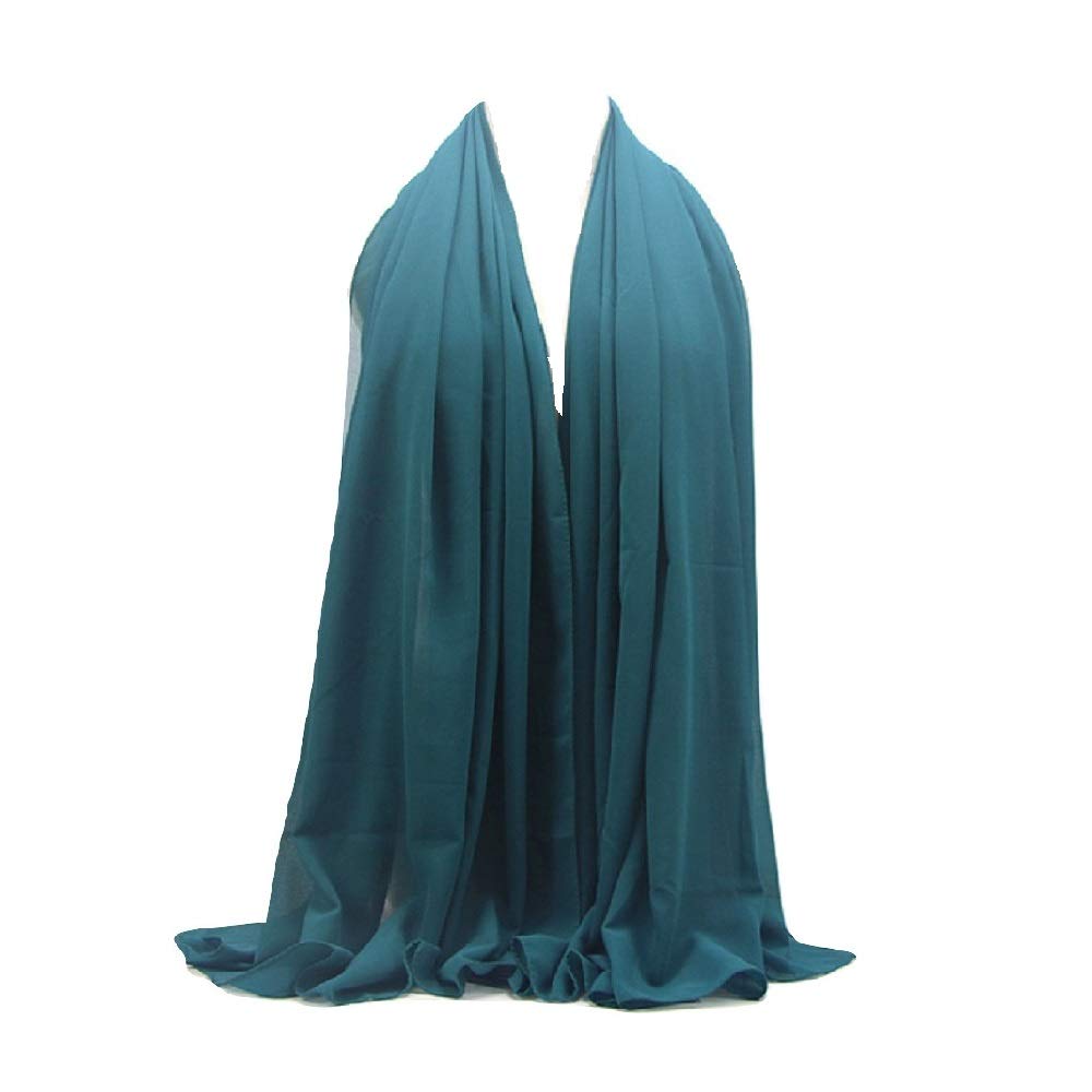 ZAR FASHIONS 175X80 Maxi *Chiffon* Premium Quality Plain Scarf Hijab Sarong Showl Large Silk (Teal)