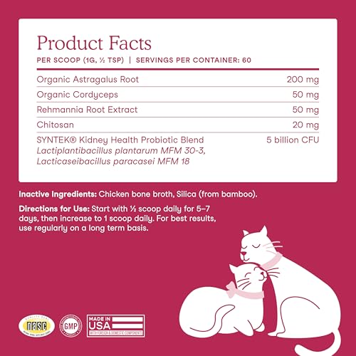 Fera Pets Cat Kidney Support Powder with Antioxidants & Probiotics - Enhances Renal Health & Function - Promotes Regular Detoxification - 60 Scoops - Image 6