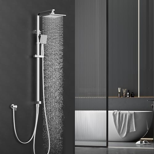 HOMELODY Regendusche Duschsystem ohne Armatur Chrom, Duschsystem...