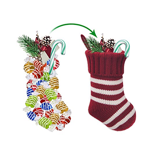 Limbridgechristmasministockings6pack9inchesknittedknitstriperusticholidaydecorationsgoodiebagsforfamilyandfriendsburgundyandcream Urban Country Home Decor Limbridge christmas mini stockings 6 pack 9 inches knitted knit stripe rustic holiday decorations goodie bags for family and friends burgundy and cream urban country home decor